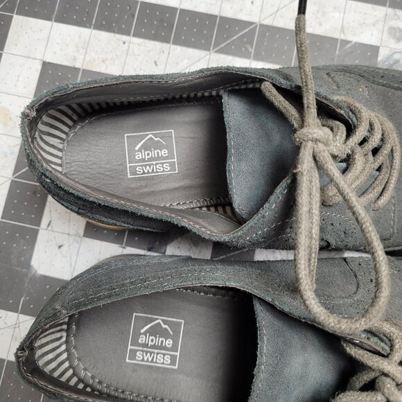 Alpine Swiss Suede Grey Wing Tip Dress Shoes Size 7 mens - Picture 6 of 8